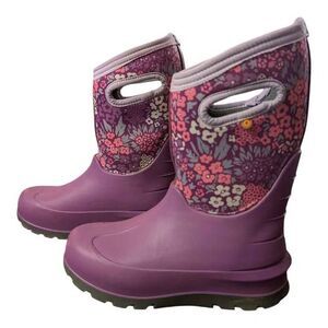 Bogs Rain/Snow Boots - Girls Size 4 - Purple Pink Floral